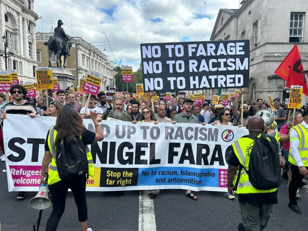 Stand Up To Racism protest against Nigel Farage
